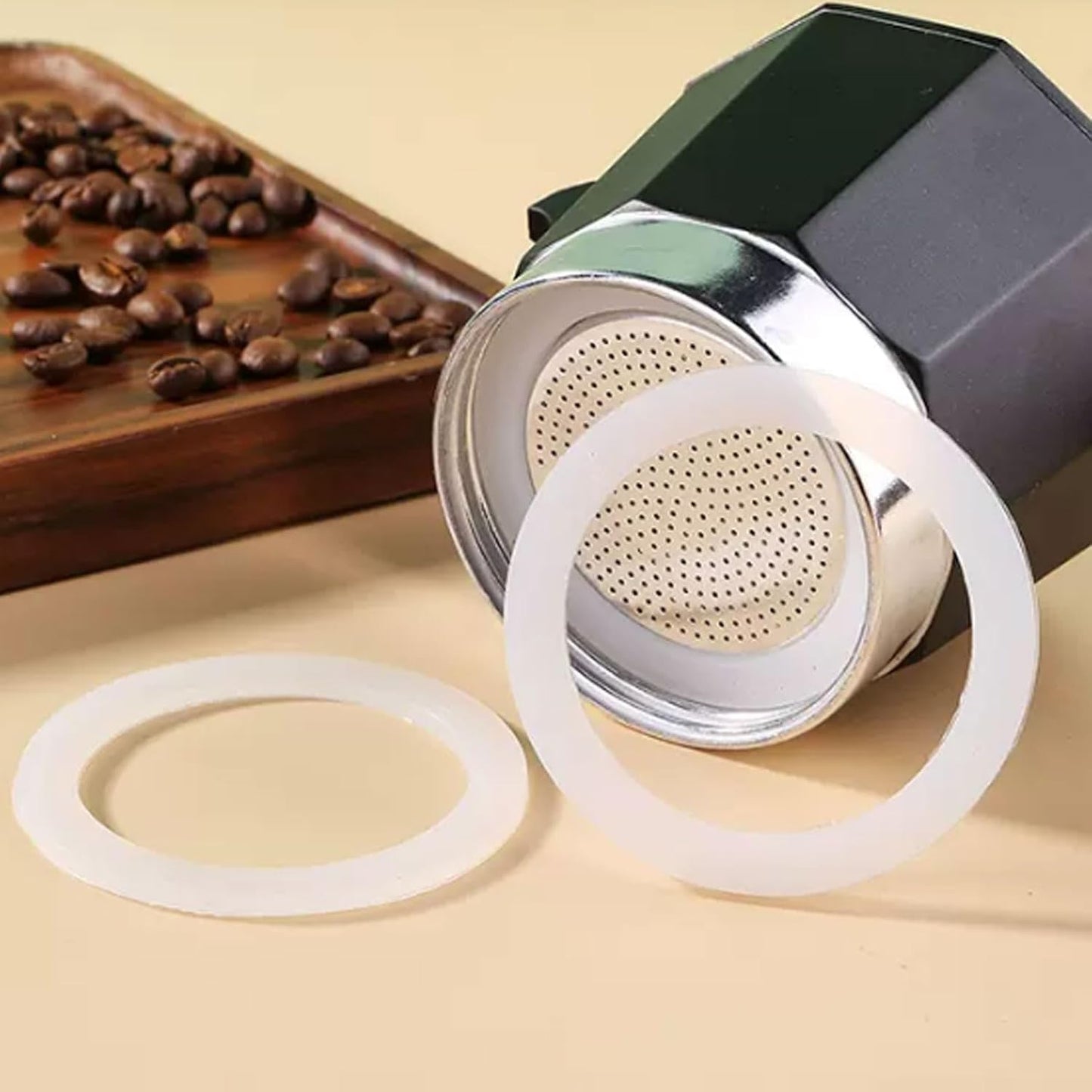 2 Pcs Filter with 3 Pcs Silicone Gasket Seals for 9 Cup Stovetop Espresso Coffee Maker Replacement Parts for DITOSH Aluminium Moka Pot