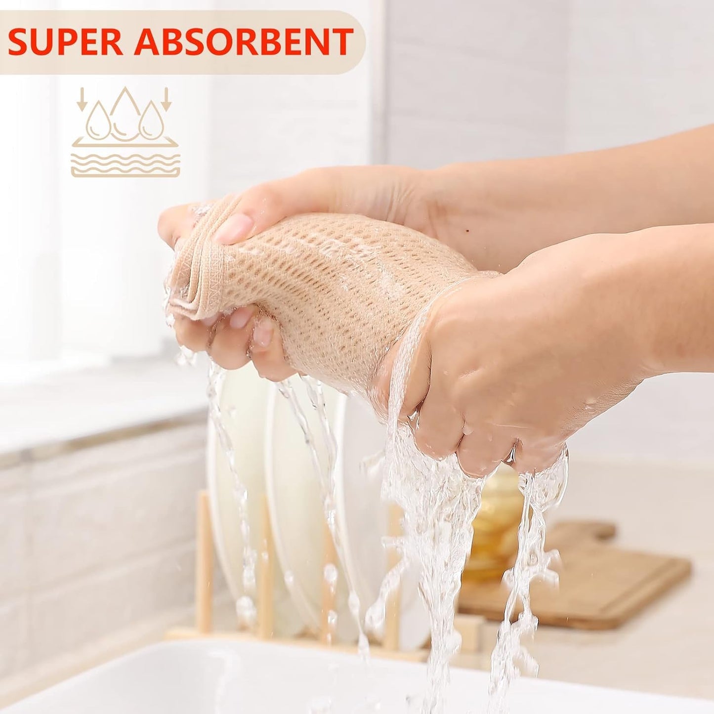 Kitinjoy 100% Cotton Waffle Weave Kitchen Towels, 6-Pack Super Soft and Absorbent Dish Towels for Drying Dishes, Kitchen Hand Towels, 13 in x 28 in, Mixed Color