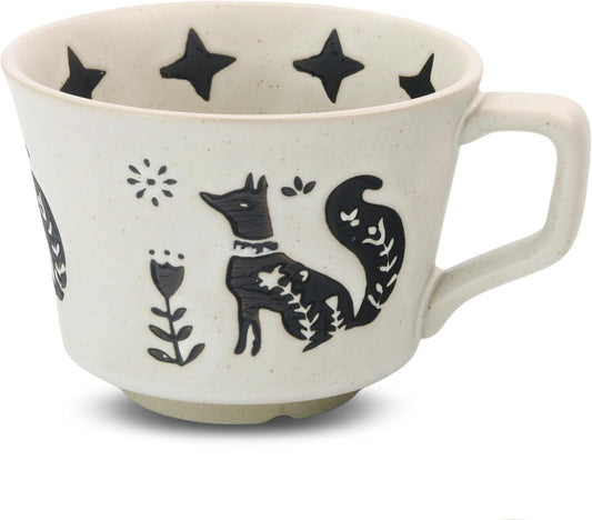 Ceramic Coffee Mug, 12 oz Novelty Unique Teacup with Large Handle, Stoneware Cup for Tea Mocha Latte Cappuccino Espresso (Fox)