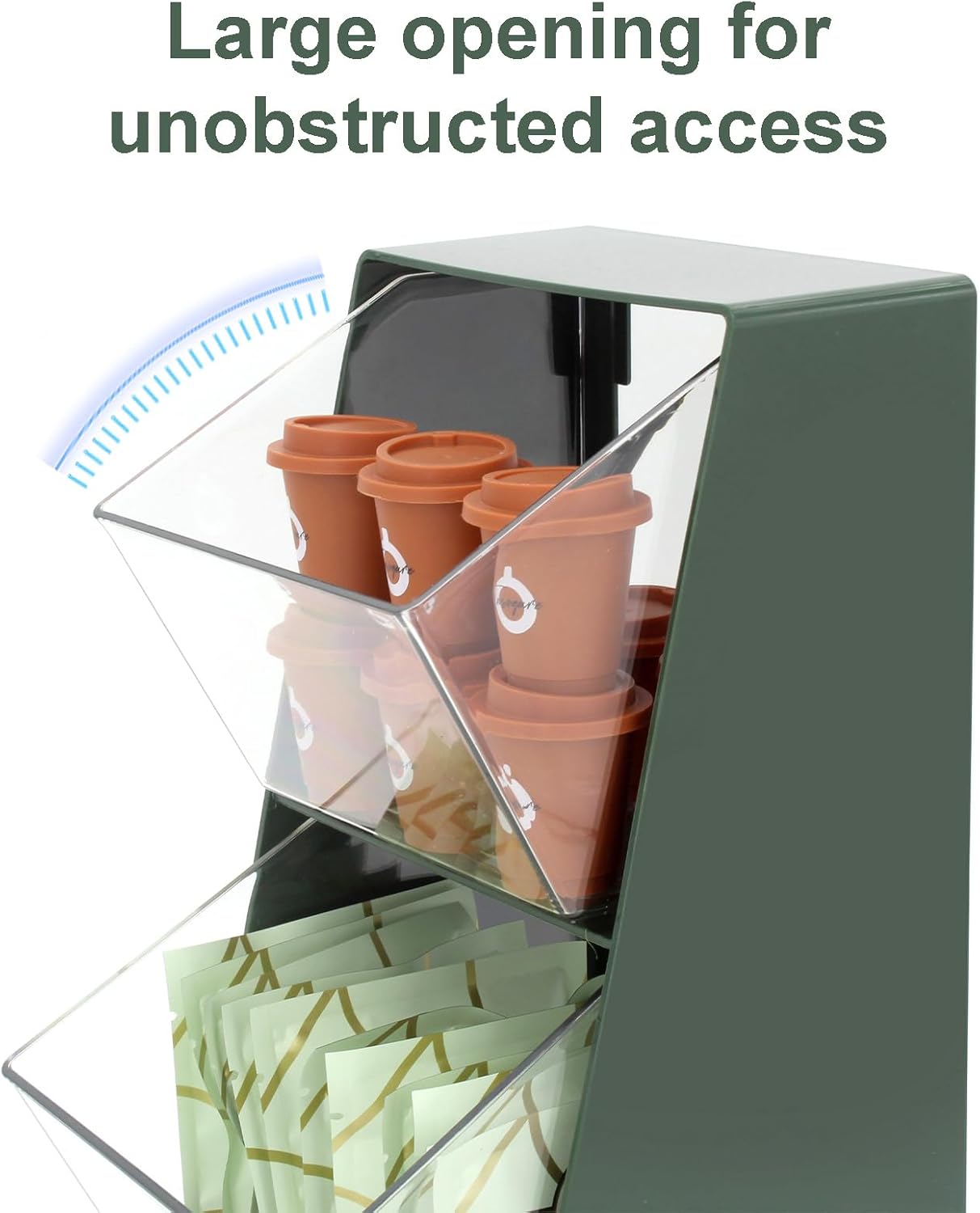 2 Pack Coffee Pod Holder K Cup Storage Coffee Bar Organizer for Home and Office Countertop Organiser Storage Bins for Coffee Station Counter Container for Tea bag Sugar Creamer Filter Green