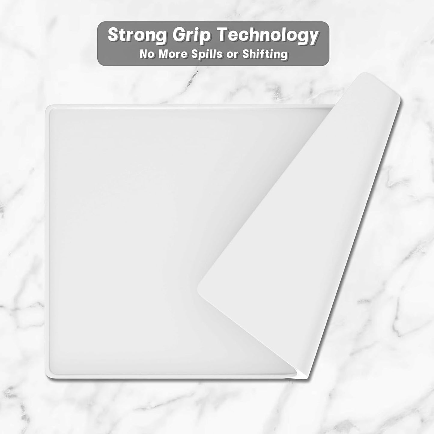 Rnivvi Silicone Coffee Mat, 16" x 24" Waterproof Raised Edge Coffee Bar Mats for Espresso Machine Station Accessories, Heat Resistant Dish Drying Pad for Kitchen Counter, Rubber Bar Decor Pad, White