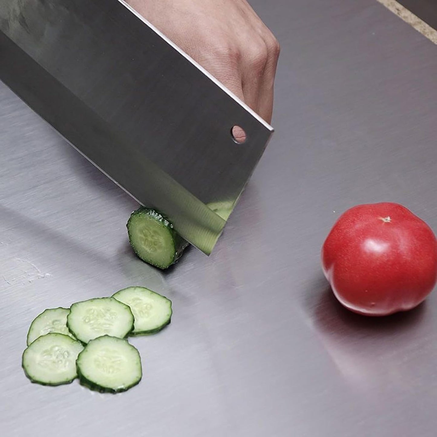Stainless Steel Cutting Boards with Lip for Kitchen,Chopping Boards for Countertop,Large Metal Cutting Board over Sink Suitable for Meat,Fruits,Vegetables,Bread,Noodle,and Pizza. (15.7"*11.8")