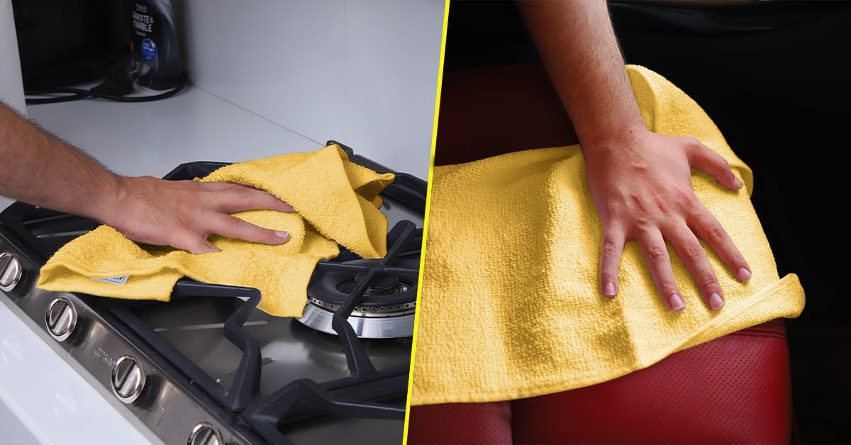 Avalon Towels Terry Bar Mop Towels (Value Pack of 60) Size 14"x17" – Absorbent and Durable, Multipurpose Cleaning Rags, Cotton Cleaning Cloths, Terry Cloth Rags, Reusable Shop Rag (Yellow)