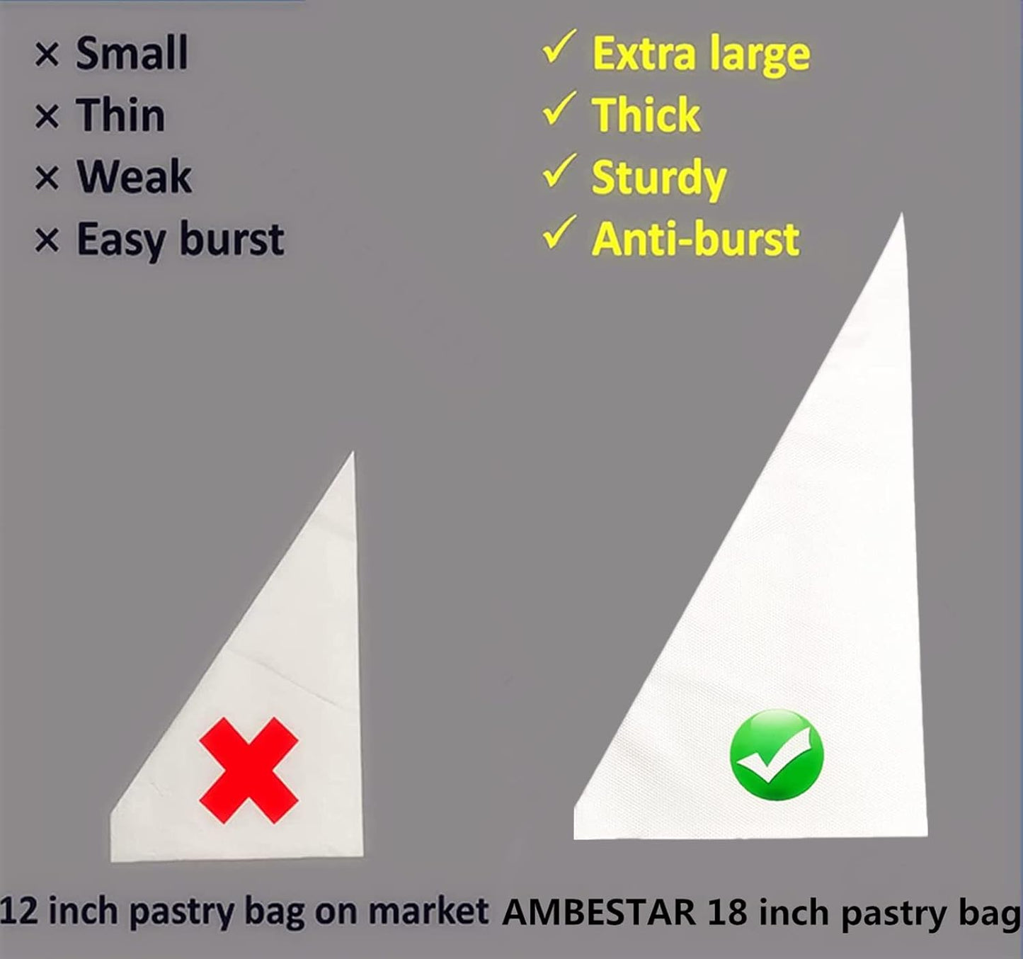 Large Pastry Bags Disposable, 100 Pcs 24 Inch Thickened Strong Decorating Bags for Frosting, Royal Icing, Professional Cake Supplies for Baking and Decorating