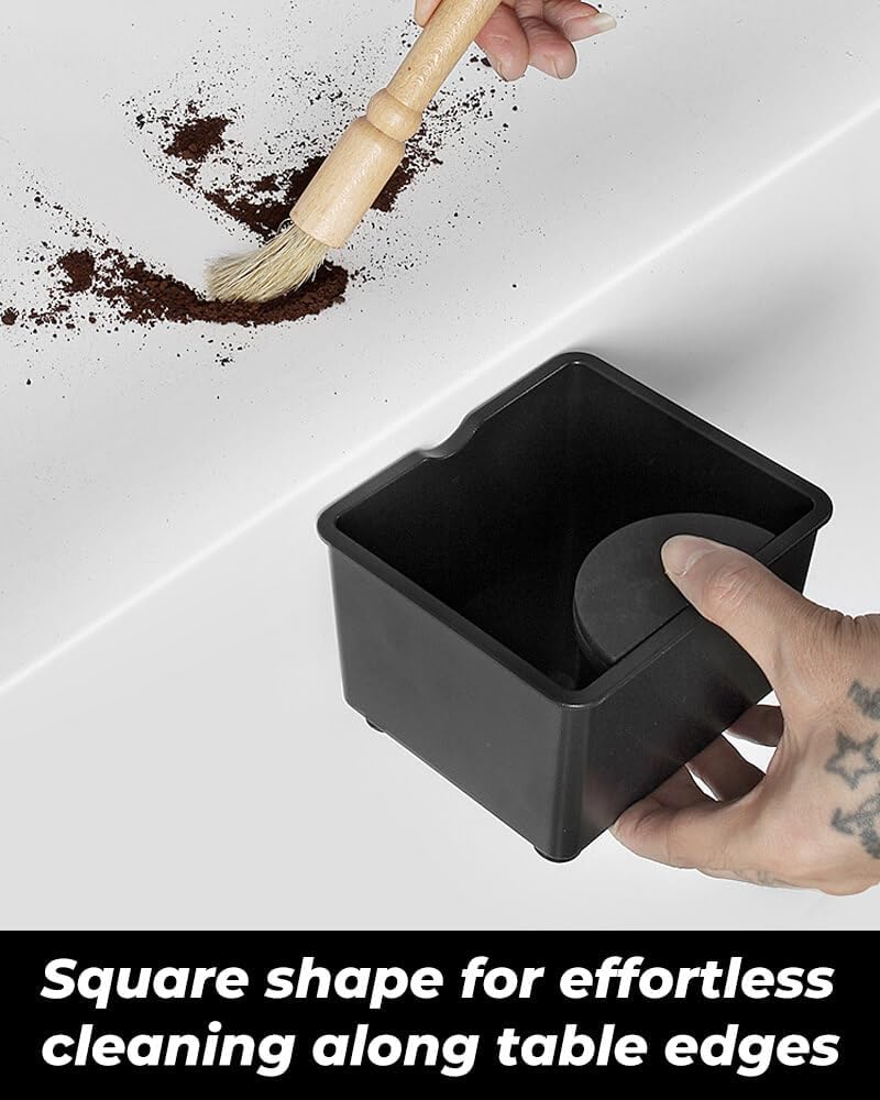 Espresso Knock Box, Accessories for Espresso Machine, Easy & Mess-Free Puck Disposal, Coffee & Espresso Grounds, Non-slip Base, Removable Silicone Pad, Holds 10 Double Shot Pucks