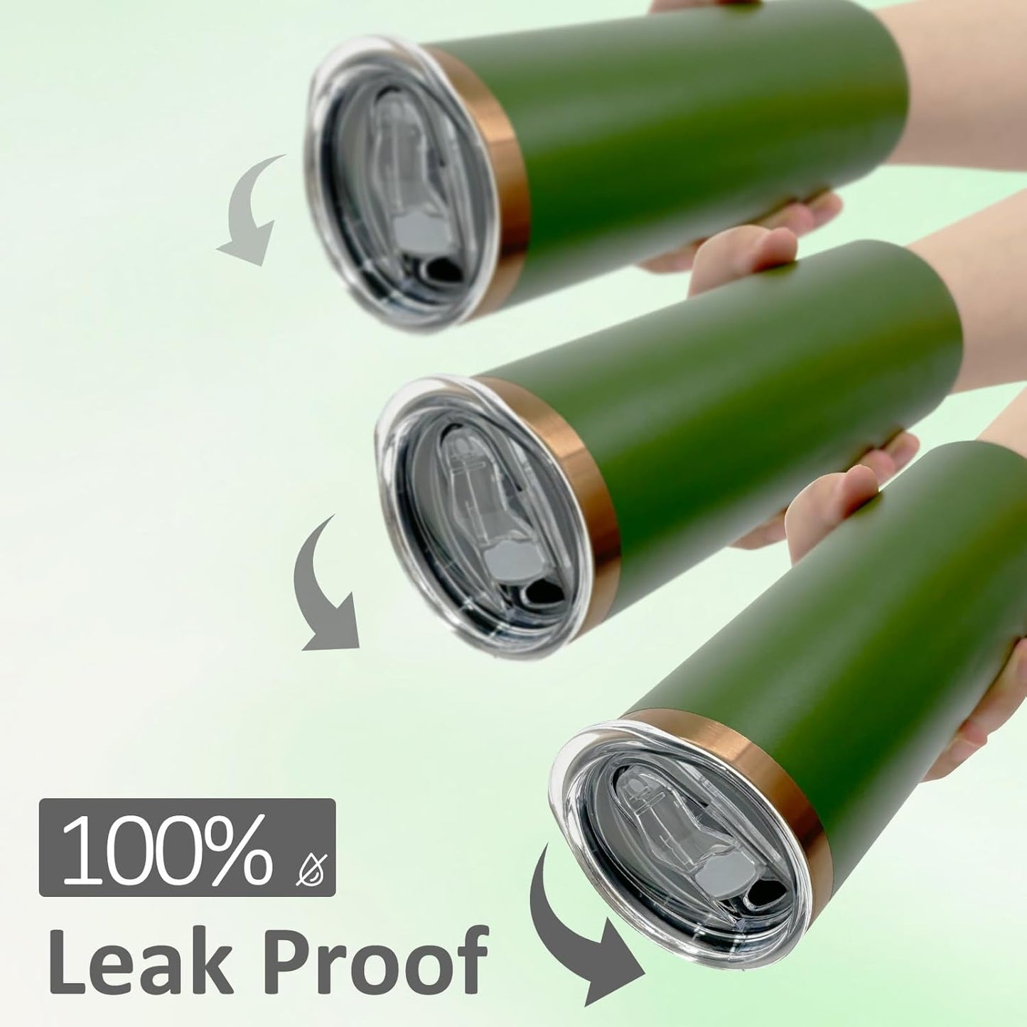 20 oz Skinny Tumblers Bulk 8 Pack, Stainless Steel Insulated Tumbler with Lids and Straws, Slim Double Wall Powder Coated Travel Coffee Mug Reusable Cup for Hot Cold Drinks (Army Green,8 pack)