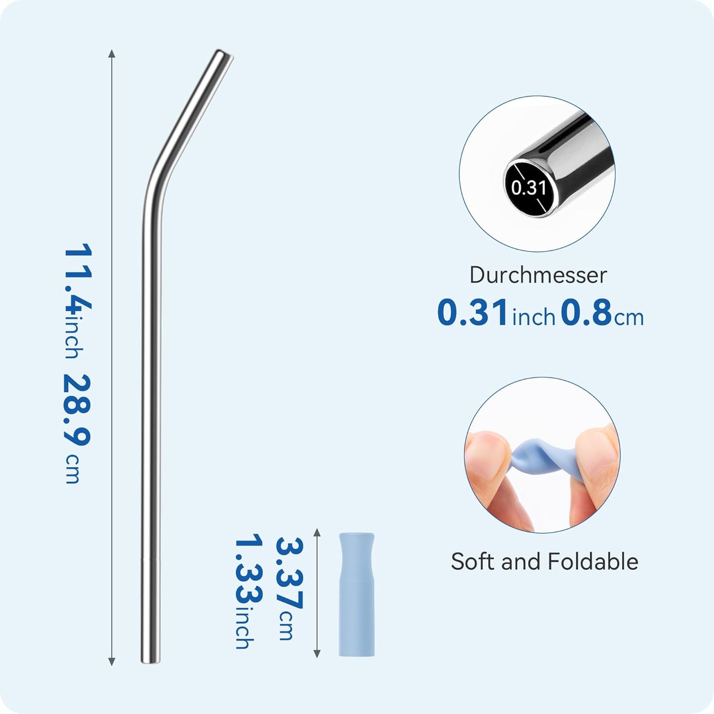 Reusable Stainless Steel Straws with Silicone Tip for Stanley 30oz, Metal Drinking Straws for 30oz Tumbler,3 Bent Tubes & 6 Tips& 1 Cleanr Brush (Black)