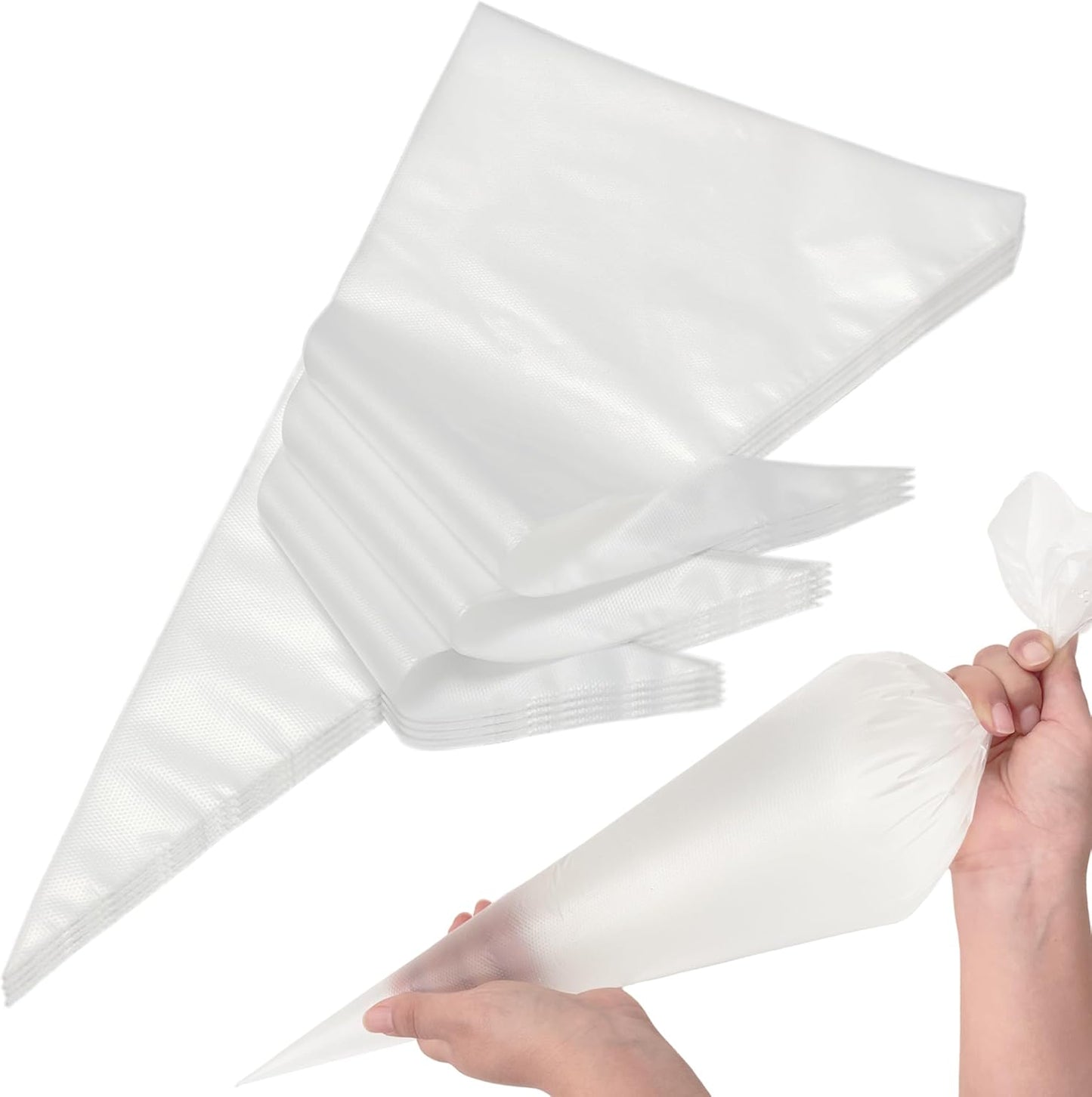 Extra Large Piping Bags Disposable 24 Inch - HOMIOVE 100Pack Clear Disposable Pastry Bags, XL Thick Non-Slip Anti Burst Piping Bags for Cakes Cookies Decoration