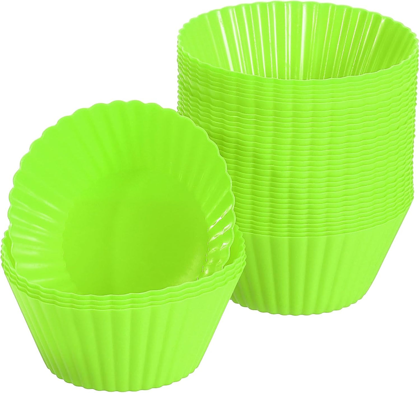 uxcell 36Pcs Silicone Cupcake Liners, Non-Stick Baking Cups, for Cooking Eggs, Baking Muffins and Make a Cake(Green)