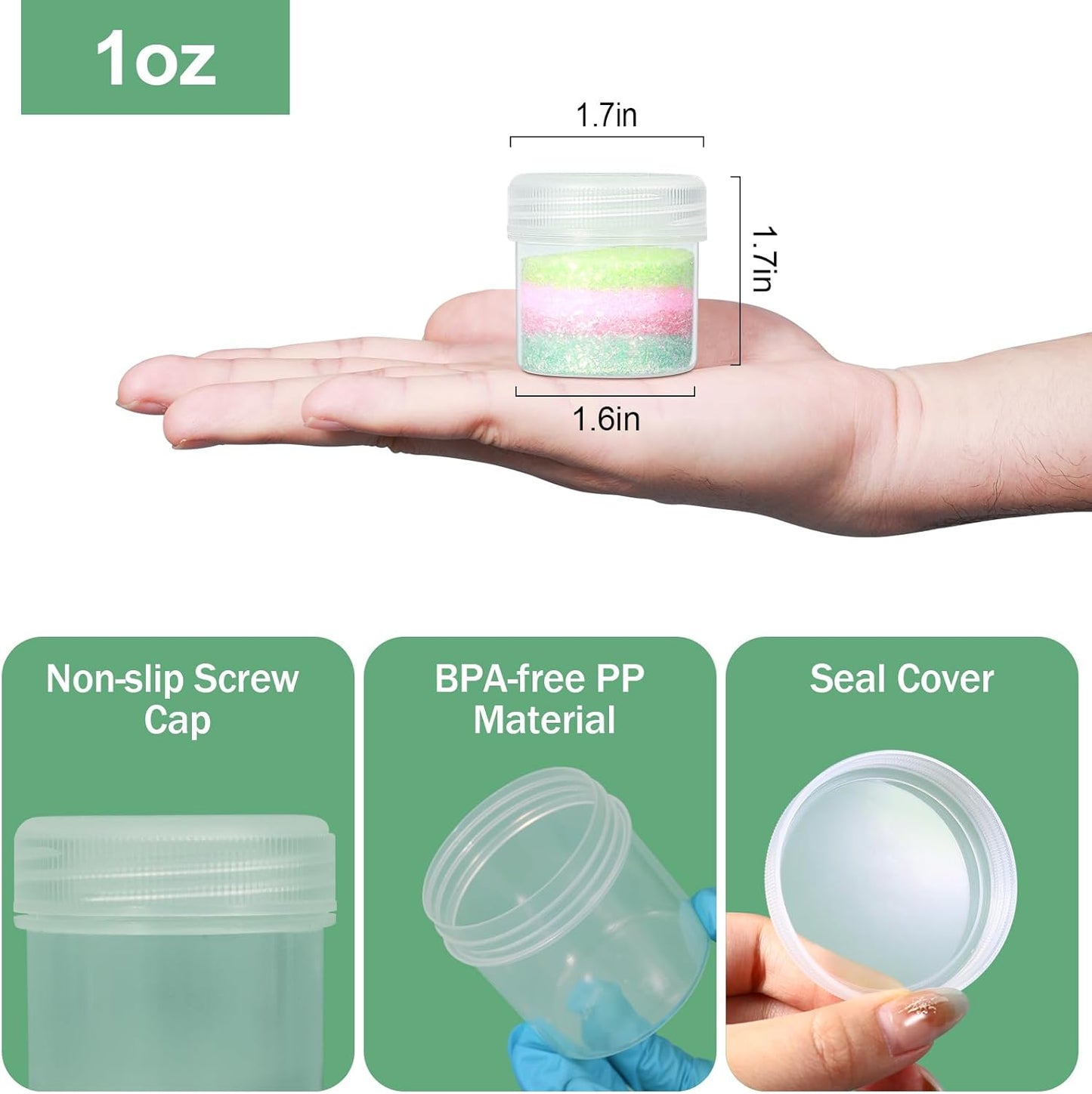 TSA Approved Wide Mouth Travel Size Containers, PP Clear Leak Proof Travel Plastic Jars with Lids for Creams Lotion Cosmetic, Jewelry Beads, Sample, Small Items Storage (1 oz, 4 Pcs)