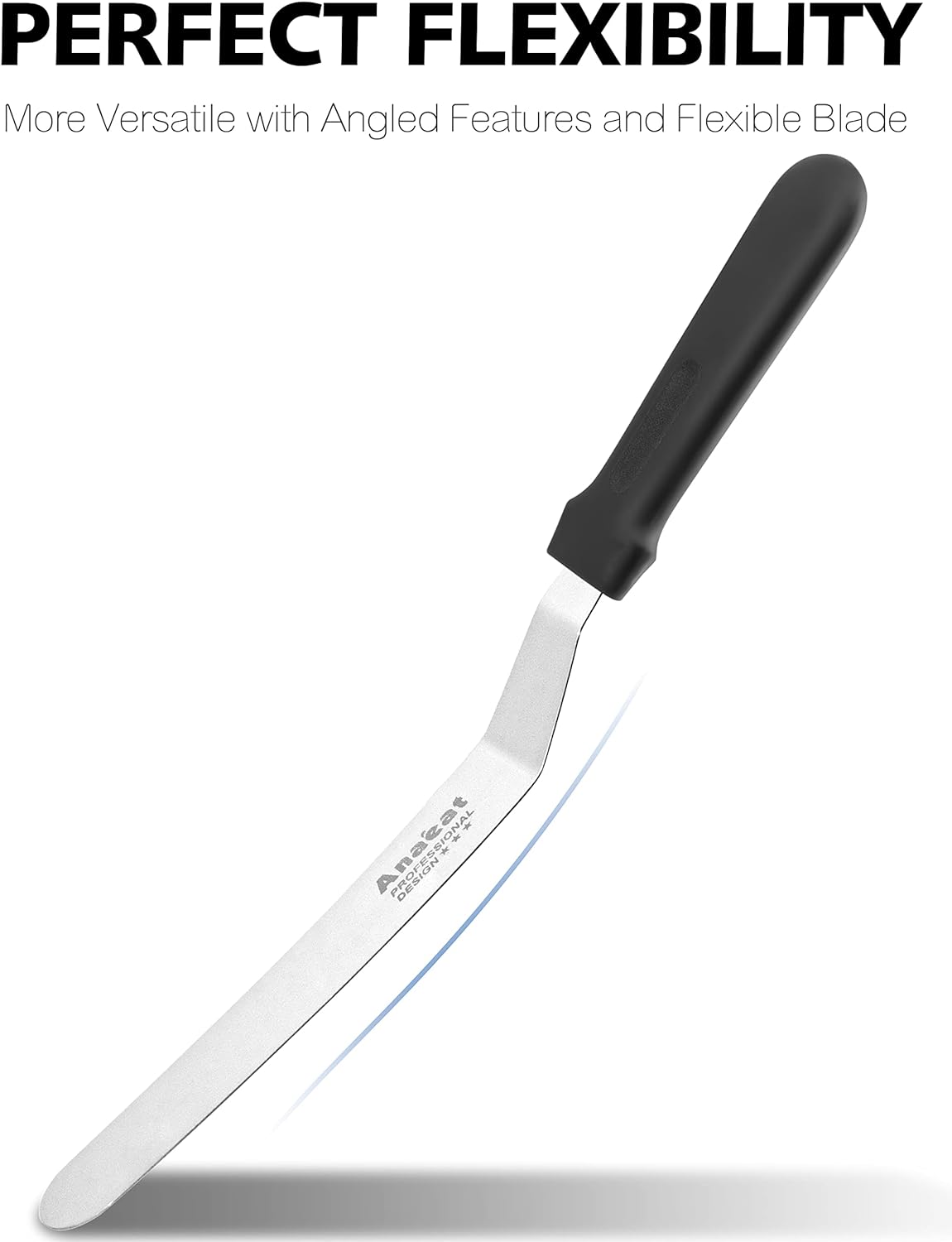 Anaeat Icing Spatulas, Set of 3 Professional Cake Angled Offset Spatula with 6", 8", 10" Stainless Steel Blades - Thickened Frosting Knife with Plastic Handle for Cake Decorating, Pastry & Baking