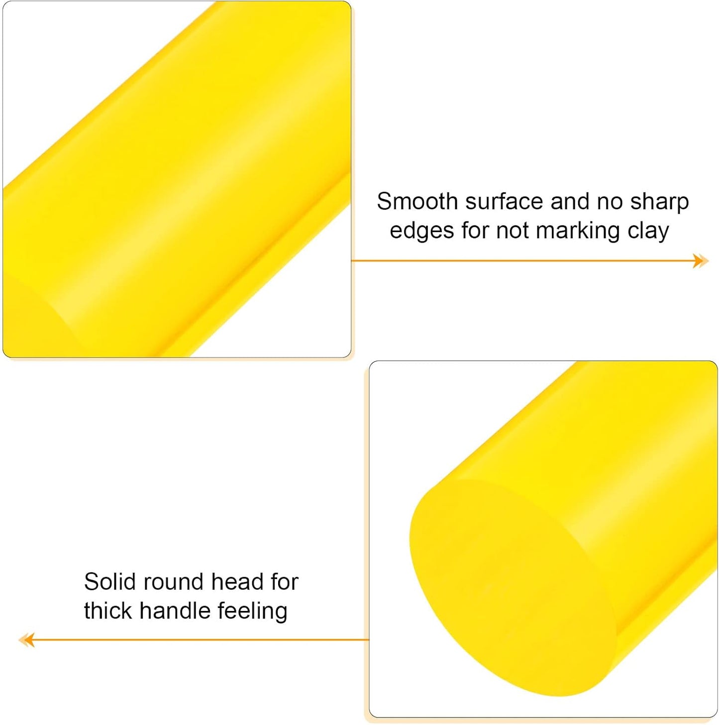 HARFINGTON Acrylic Clay Roller 7.28 Inch x 1 Inch Solid Non-Stick Plastic Round Tube Roller Polymer Clay Rod Fondant Rolling Pin for Shaping, Sculpting, Modeling DIY Crafts, Yellow