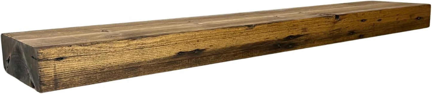 Modern Timber Craft Reclaimed Wood Floating Wall Shelf | Solid Rustic American Barnwood, Floating Shelf Brackets | 2.75" Thickness | 12" L x 10" D, Early American, Planed and Sanded, 3 Pack