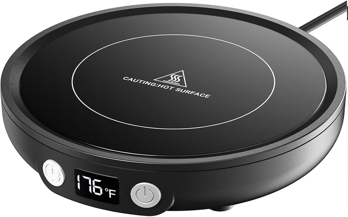 SWEETFULL Mug Warmer - Upgraded 36W Coffee Cup Warmer for Desk with 130℉-176℉ Digital Display, 2-12H Timer Auto Shut Off, Smart Electric Coffee Heating Plate, Ideal Gifts for Women Men - Black