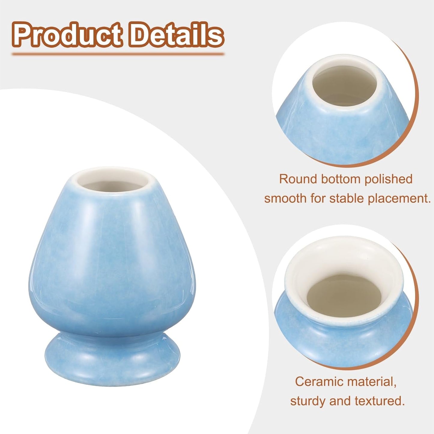 HARFINGTON Ceramic Chasen Stand 70mm Matcha Whisk Holder Teas Set Whisks Stand Traditional Matcha Tea Chasen Holder Tea Set Accessories for Tea Tasting, Cyan Blue