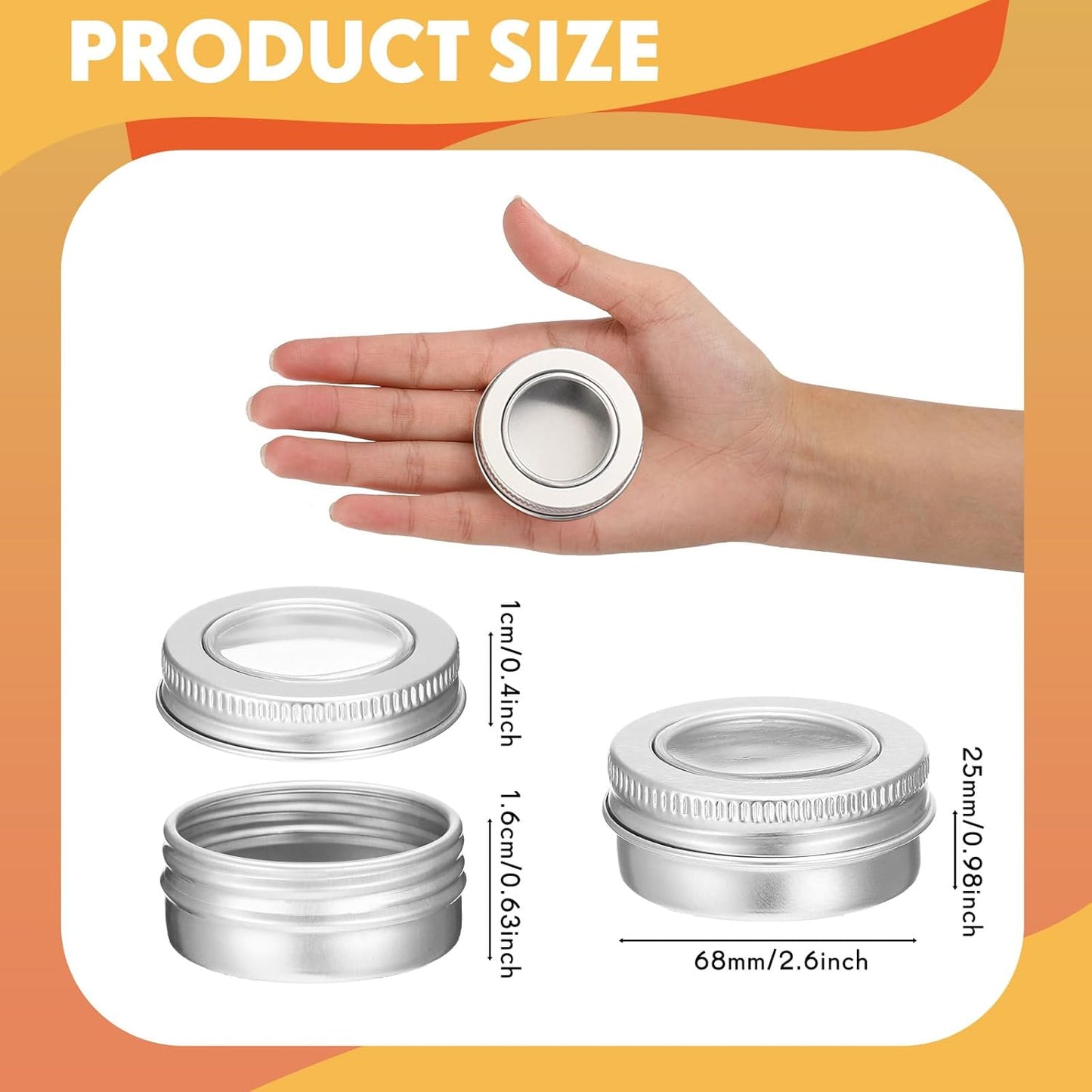 Zubebe 100 Pcs Aluminum Tin Jar Refillable Containers Clear Top Screw Lid Round Tin Container Bottle for Cosmetic, Cream, Diamond Painting, Salves, Balms, Lip Balm, Spices or Others, Silver (2 oz)