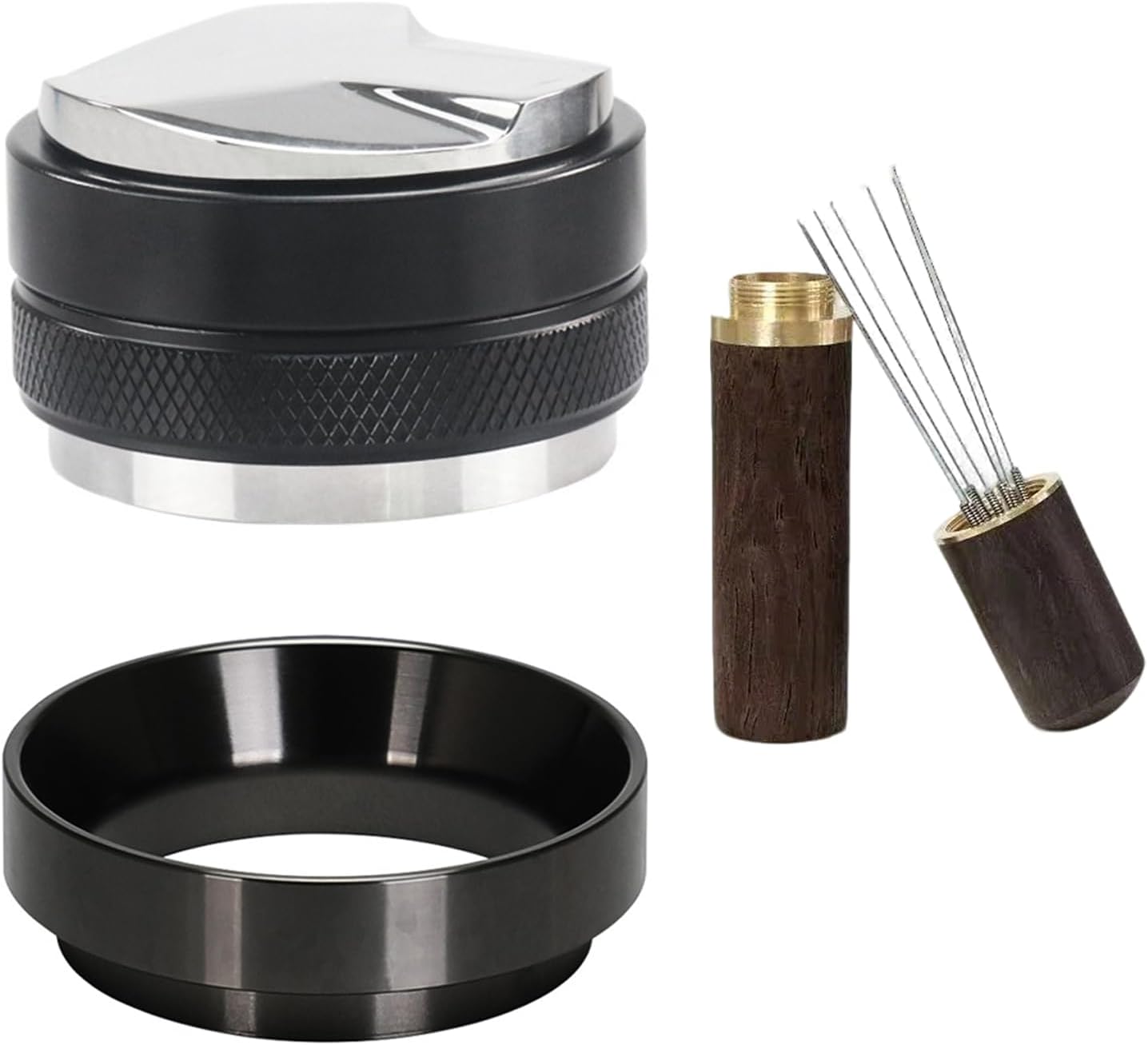 Espresso Accessories Kit 2-in-1 Coffee Distributor and Tamper Leveler, WDT Tool and Magnetic Dosing Funnel (54mm)