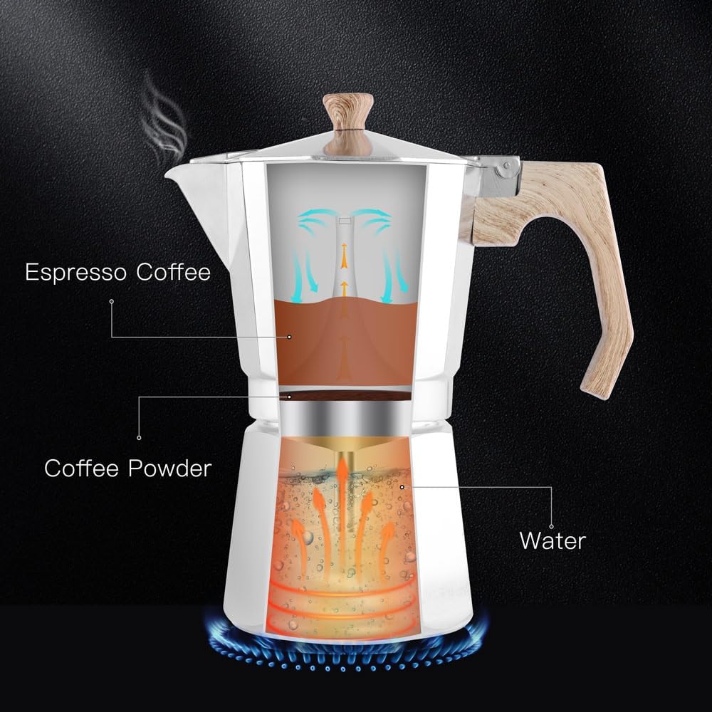 wedrink Stovetop Espresso Maker - 12 Cups Moka Pot Italian Coffee Maker Coffee Pot Aluminium Stovetop Camping Espresso Maker Manual Cuban Coffee Percolator