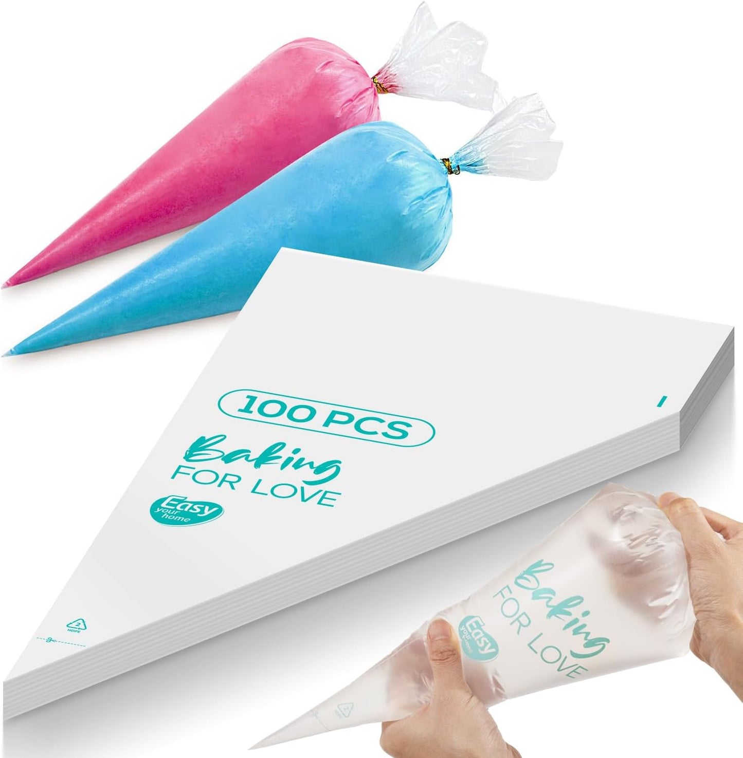 16 Inch Thick Disposable Piping Bags, 100PCS Anti Burst Pastry Bags for Cake Decorating Cream Frosting and Baking Supplies, Tipless Piping