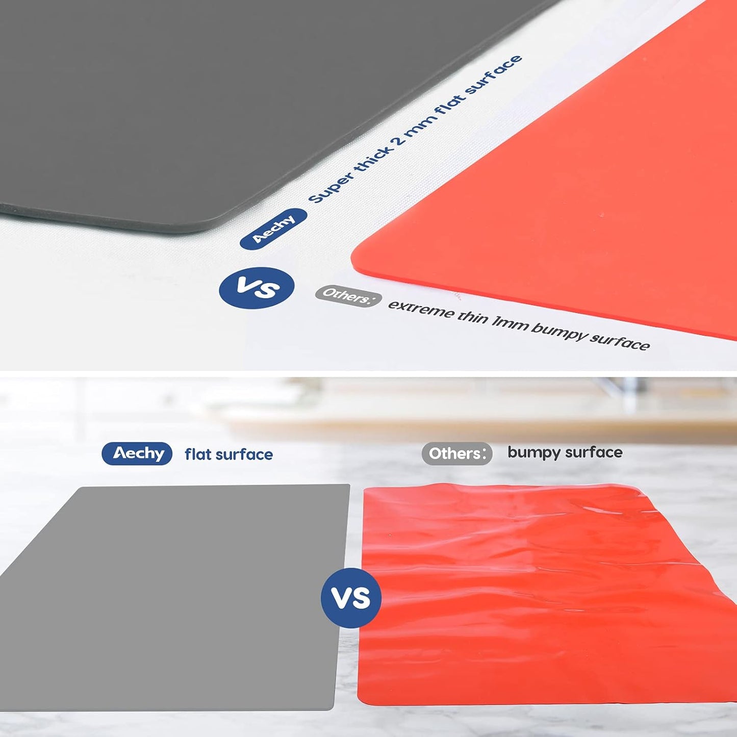 AECHY Extra Large Silicone Mat 35.3"x23.5"x0.08", Multipurpose Silicone Mat Thick Heat Resistant Mat Shipped Rolled Up Kitchen Counter Mat Waterproof Silicone Mats for Kitchen Counter Dark Gray