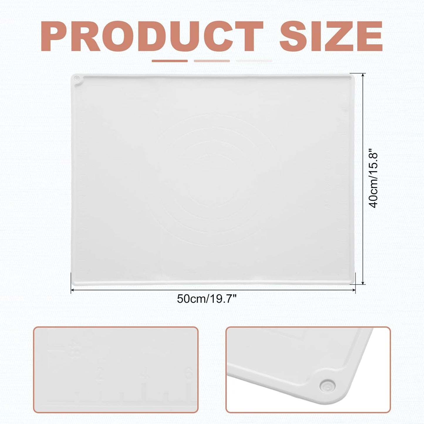 uxcell Silicone Pastry Mat, 19.7" x 15.8" Silicone Baking Mat with Measurements, Non-Stick Dough Rolling Mat for Making Pastry Cookies Bread Pizza White