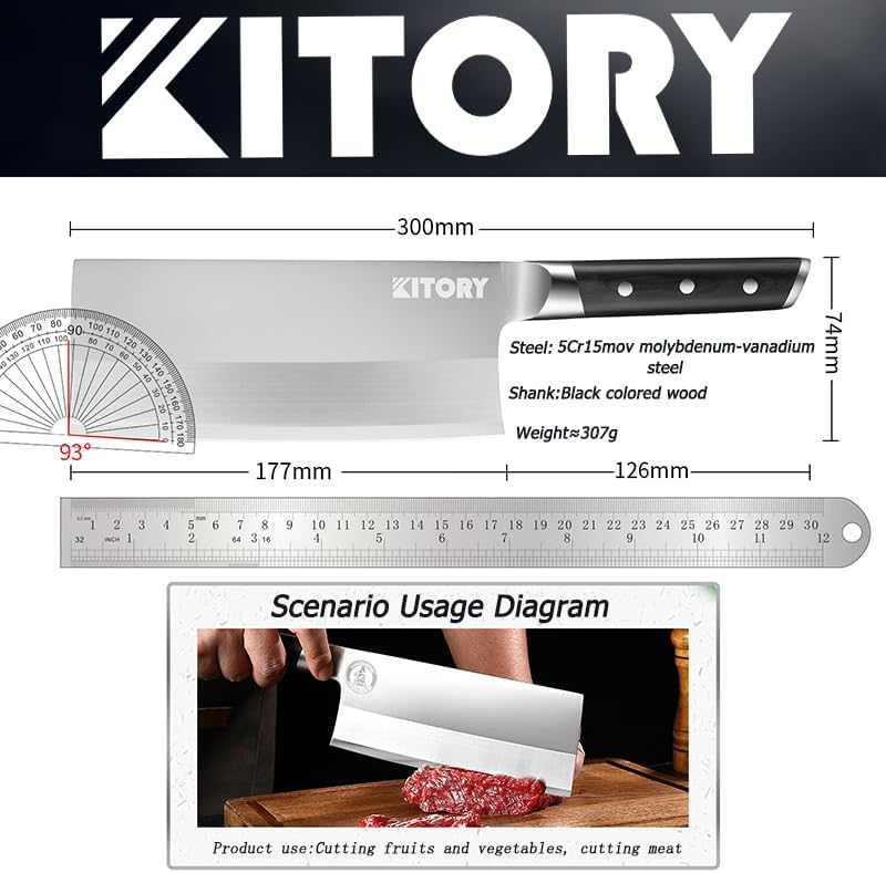 Kitory 7" Lightweight Meat Cleaver, Chinese Chef Knife for Slicing & Chopping (No Bones)- German High Carbon Steel - Ergonomic Pakkawood Handle - Ideal for Women, 2024 Gift (Metadrop Series)