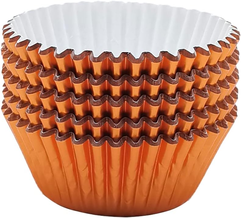 Standard Orange Foil Cupcake Liners Muffin Baking Cups for Party and More, 100-Count