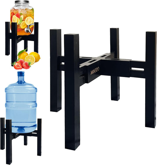 Adjustable Drink Dispenser Holder - Stand for 6-11" Dispenser, Fits 1-3 Gallon Glass Water Jar, Black