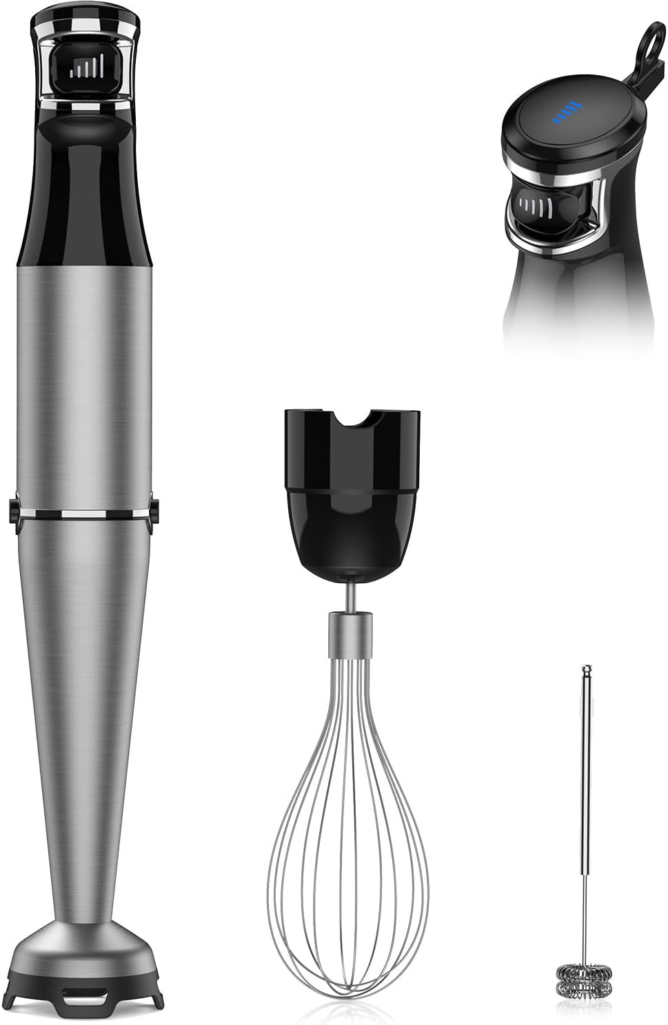 Immersion Blender Handheld 1100W 3 in 1 Corded Stick Hand Blenders for Kitchen with Trigger Speed Control, with Whisk, Milk Frother Attachemnts, Perfect Emulsifier for Soup, Smoothie, Puree