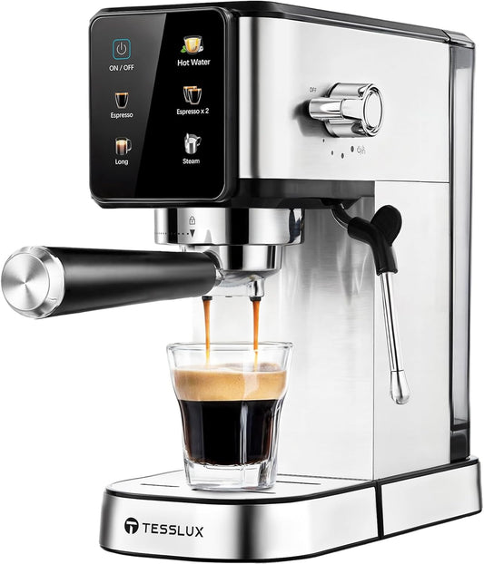 20Bar Espresso Machine with Dual Boiler, LCD Touch Control & Milk Frother| Compact Home Coffee Maker for Café Style Cappuccino & Latte