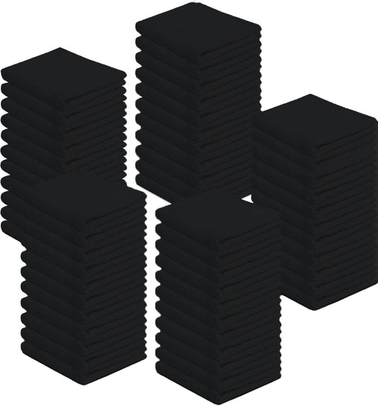 ZUPERIA 100% Cotton Terry Towels Cleaning Cloths, Pack of 50 (12" x 12") Multipurpose, Highly Absorbent, Reusable Cotton Rags, Bar Towels & Cleaning Rags for Everyday Usage (Black)