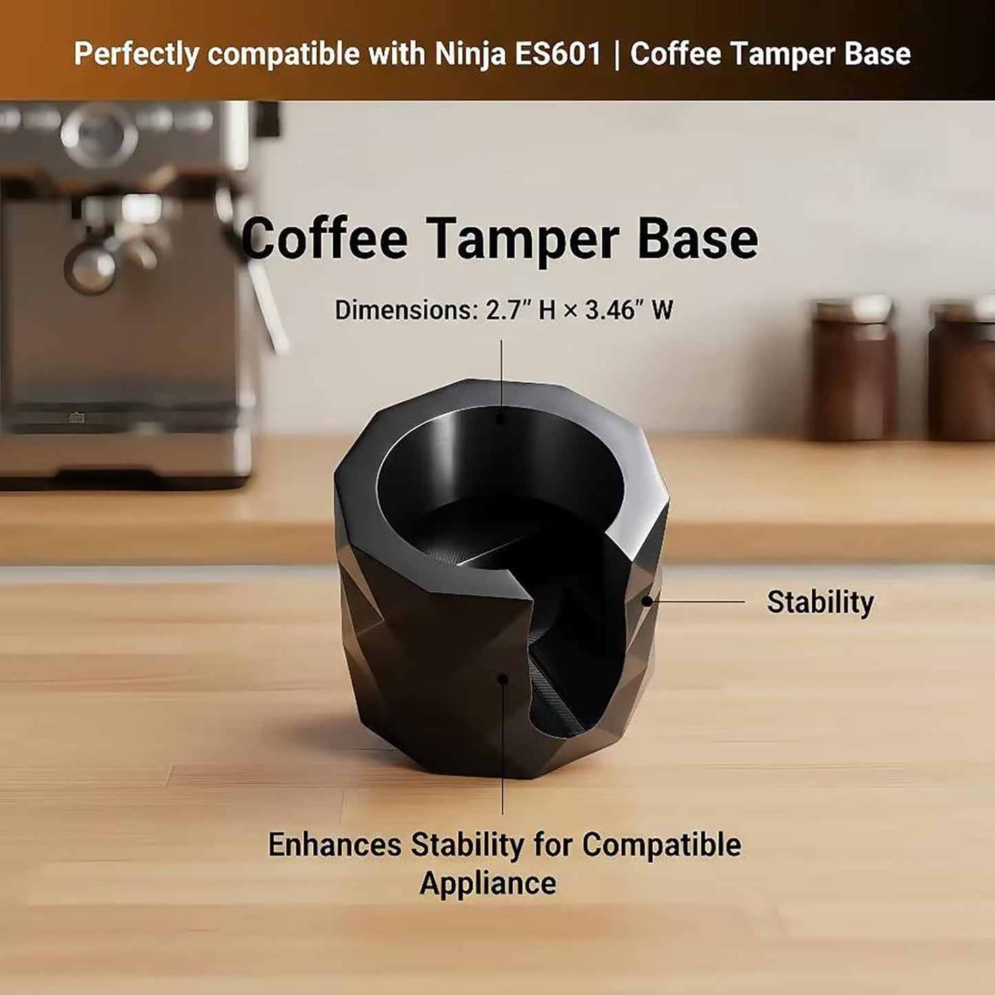 Coffee Tamper Base Compatible with Ninja Espresso Machine ES601/ES701, Anti-Slip Silicone Portafilter Support Stand for Ninja Luxe Cafe Accessories, Stable Tamping Base for Home Baristas