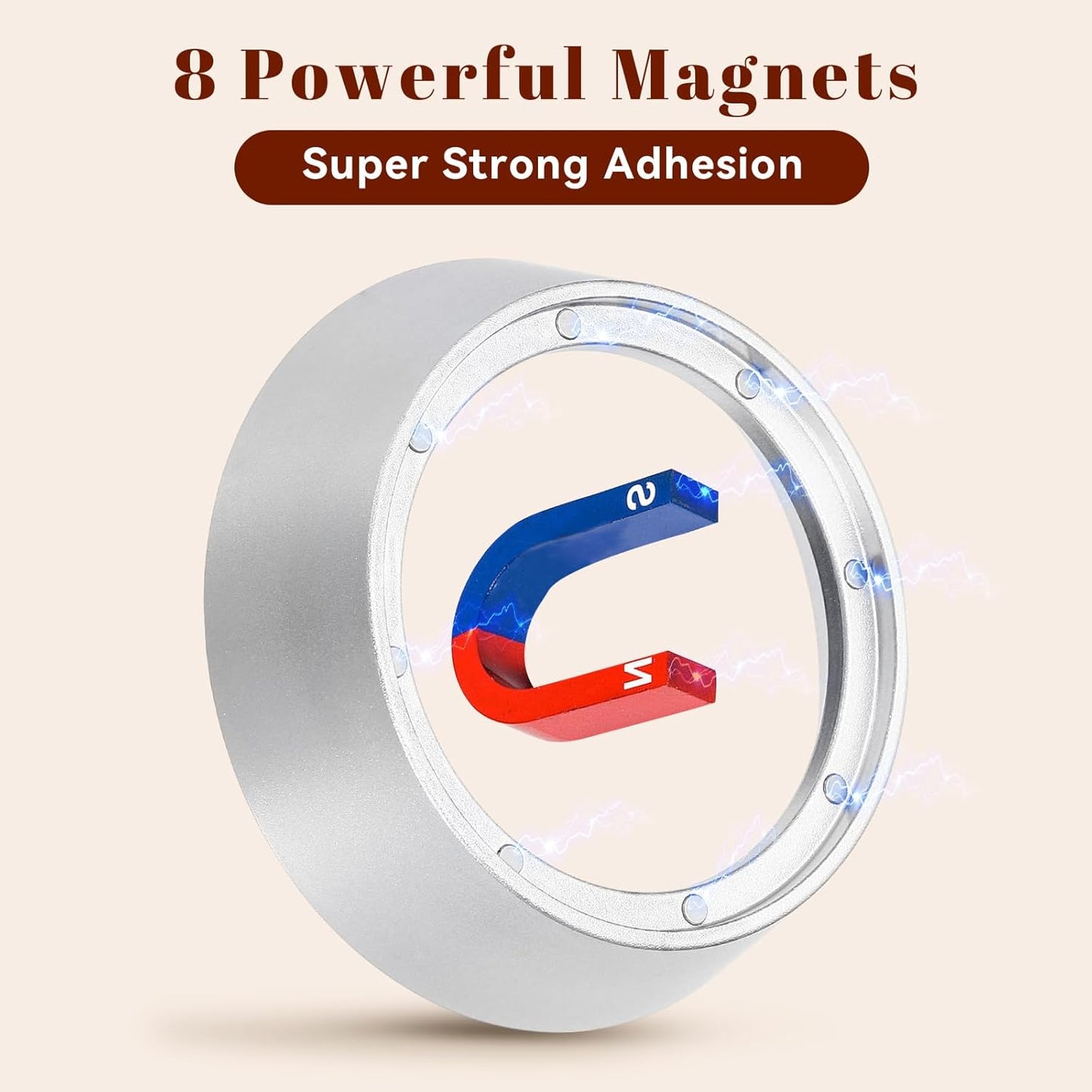 51mm Silver Magnetic Dosing Funnel, Lightweight Coffee Machine Dosing Ring with 9 Magnets, Aluminum Espresso Funnel, Ultra-Strong Adsorption Force