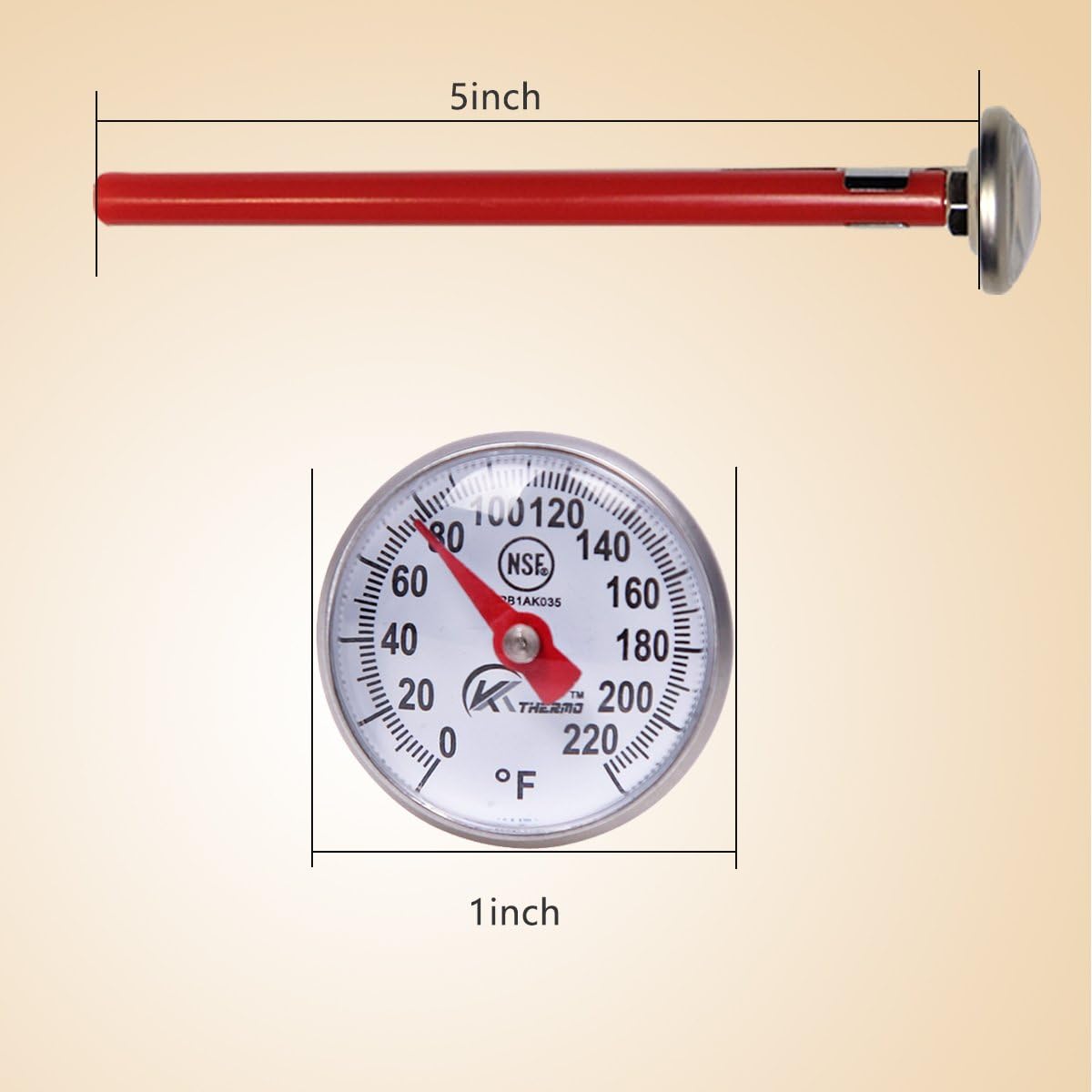 KT THERMO Instant Read 1-Inch Dial Thermometer(2-Pack),Best for The Coffee Drinks,Chocolate Milk Foam