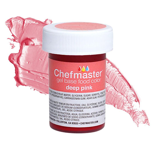 Chefmaster Deep Pink Gel Food Coloring | Vibrant Color | Professional-Grade Dye for Icing, Frosting, Fondant | Baking & Decorating | Fade-Resistant | Easy-to-Use | Made in USA | 1 oz
