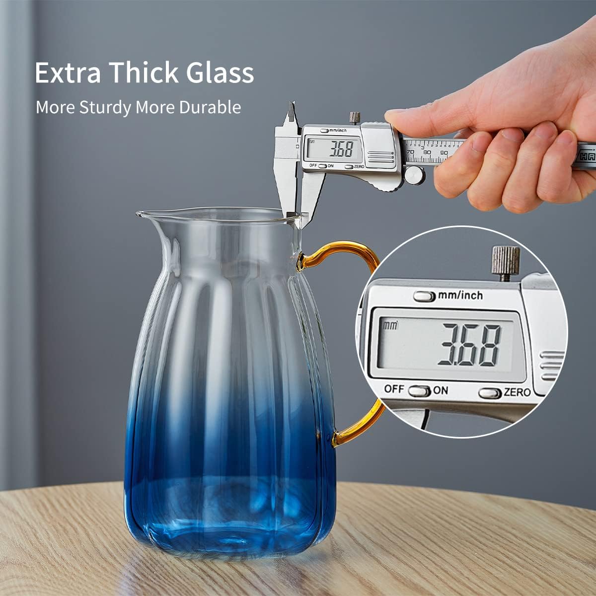 68OZ Glass Pitcher with Lid and Spout, Water Jug, 2000ml Carafe for Hot/Cold Water, Large Iced Tea Pitcher for Coffee, Juice and Homemade Beverage