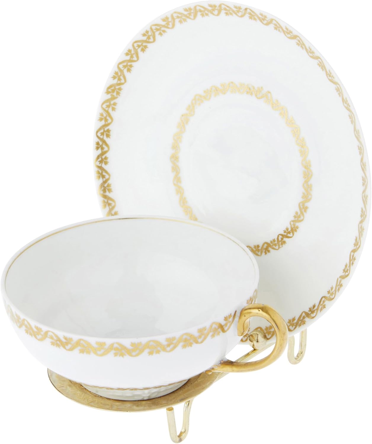 Bard's Ornate Shiny Gold-toned Cup and Saucer Stand, 3" H x 2.75" W x 4" D, Pack of 3