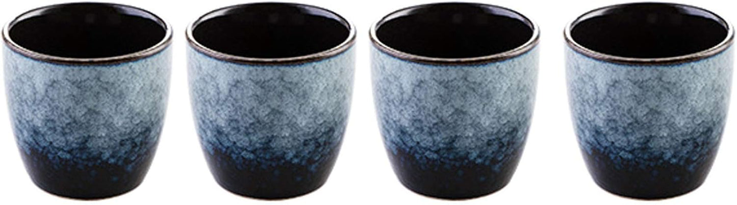 Ceramic Tea Cup, Kung Fu Tea set, Coffee Cup, Yerba Mate Set 4-piece companion cup set (Grey)