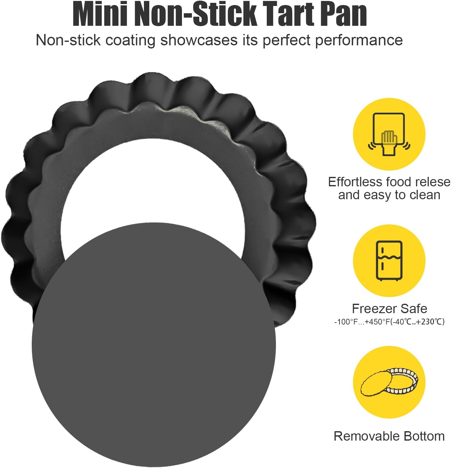 8 Pack Mini Tart Pan 4 Inch with Removable Bottom Fluted Sides Fruit Pans with Nonstick Coating For Pizza Cake Quiche