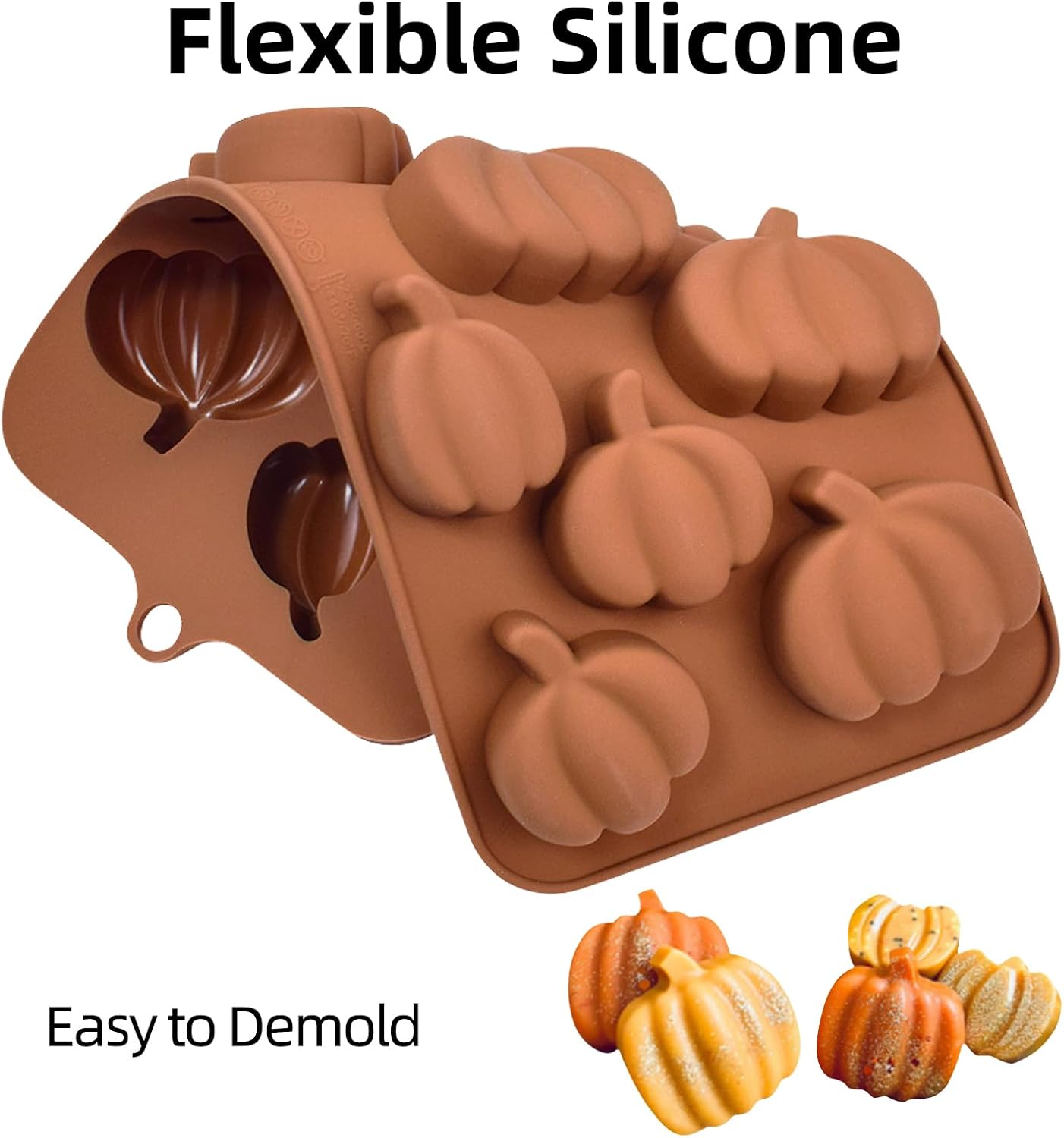 Fall Chocolate Molds 4 Pieces Silicone Pumpkin Candy Mold Maple Leaf Shaped Fondant Molds for Thanksgiving Halloween Autumn Harvest Cupcake Cake Topper Decoration