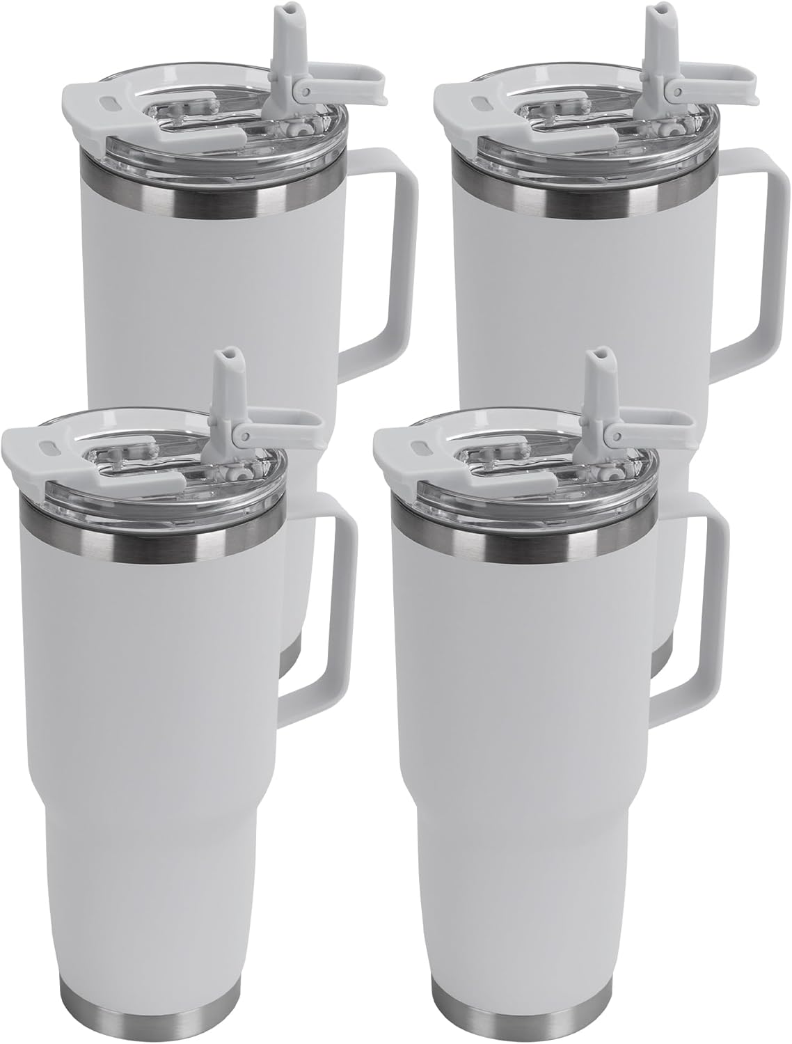 HASLE OUTFITTERS 30oz Tumbler Bulk with Handle, Insulated Travel Coffee Mug Set with Handle Leak-Proof Double Wall Stainless Steel Vacuum Tumblers Pack Metal Cup for Hot and Cold Drink