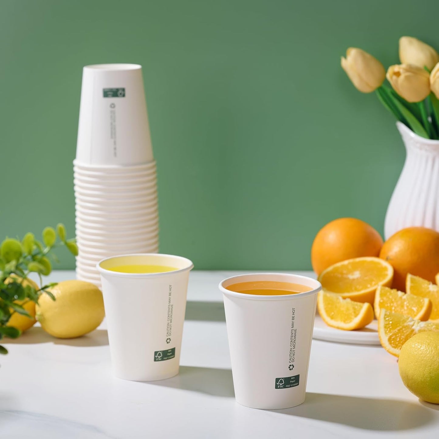 LITOPAK 200 Count 8 oz Disposable Paper Coffee Cup, White FSC Paper Hot Coffee Cups for Multiple Drinks for Office, Store, Home