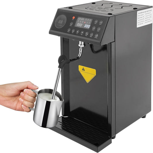 8L/2.11gal Commercial Steam Milk Frother, 3000W 5-Gear Fast Heating Milk Steamer Machine Electric Steam Milk Frothing Machine Espresso Coffee Milk Foam Machine for Bar Cafe