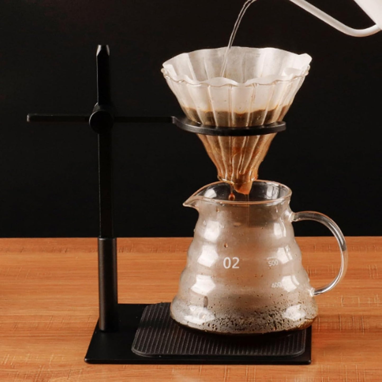 Tyenaza Pour Over Coffee Stand, Aluminum Alloy Pour Over Coffee Station Dripper Stand Adjustable Antislip Coffee Dripper Stand for Home or Office