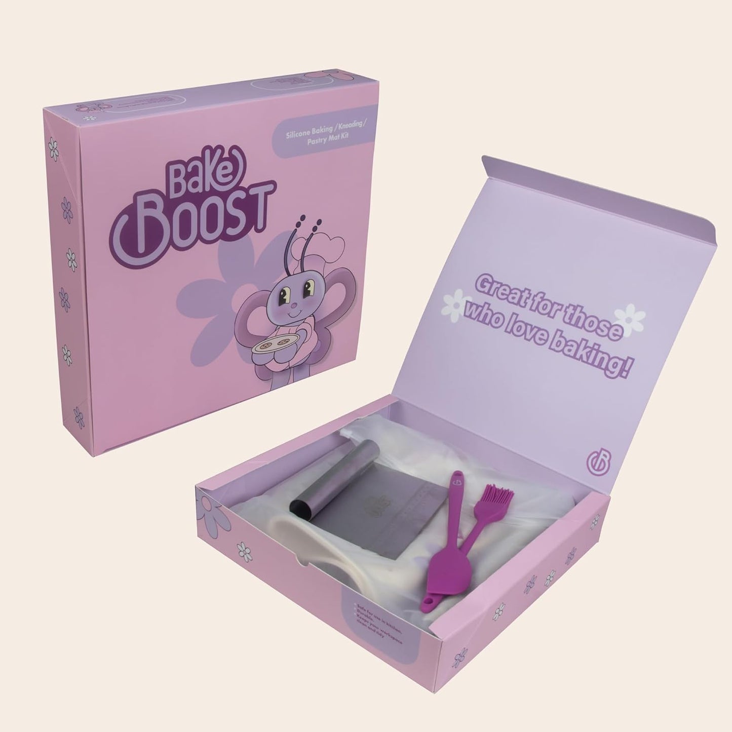 Silicone Baking Mat Set | Non-Stick Dough Rolling Pastry with Rolling Pin for Cookie Pie Crust Pizza Bread | Extra Large Dough Mat | Silicone Pastry Mat Kit Extra Thick with accessories