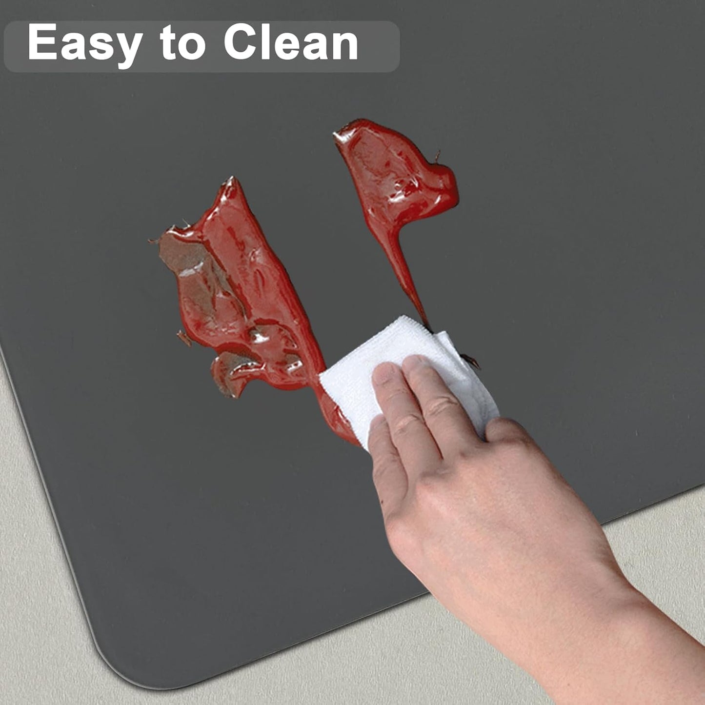 35.4"x23.6" Large Silicone Mat for Kitchen Counter, Heat Resistant Non-Slip Countertop Protector, Waterproof Silicone Craft Mat for Kitchen Island, Black