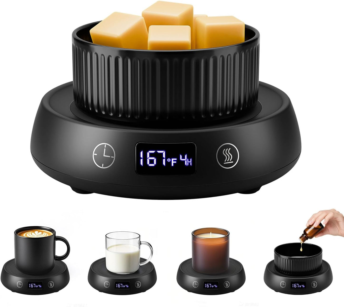 Mug Warmer for Desk, Electric Coffee Cup Warmer 8H Auto Shut Off Candle Warmer for Home Office, Smart Tea Beverage Coffee Warmer with 3 Temperature Setting, Wax Melt Warmer Scented Oil Wax Cube Melter