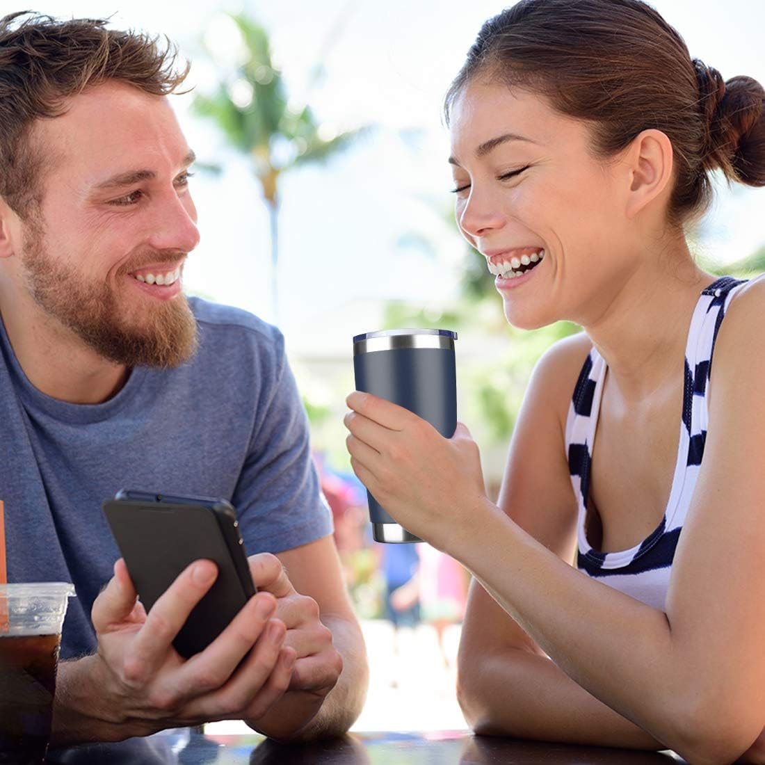 20oz Tumbler Bulk Stainless Steel Vacuum Insulated Tumblers with Lid Double Wall Travel Mug, Durable Powder Coated Coffee Cup, Suitable for Ice Drinks and Hot Beverage (Navy 1pack)