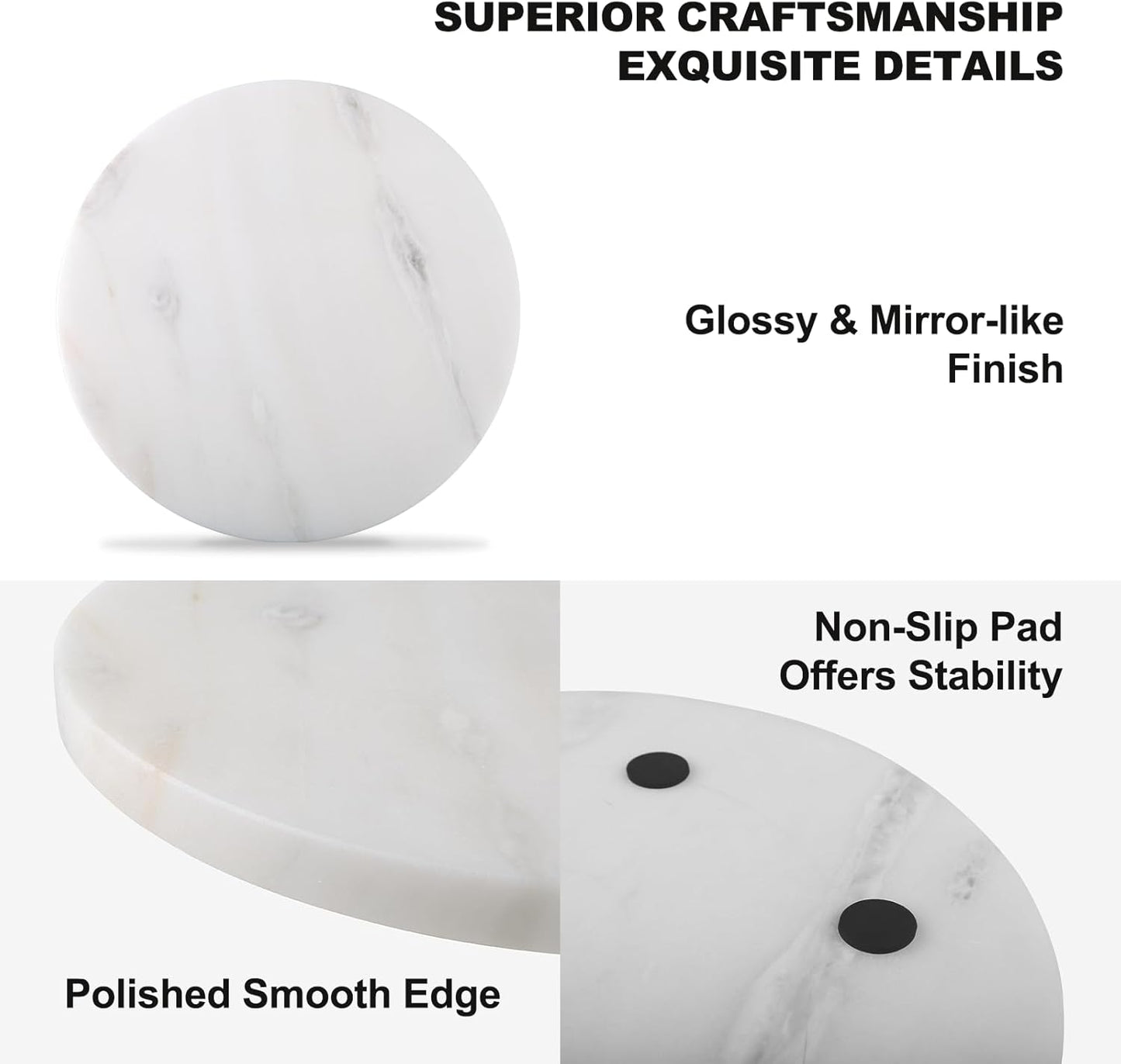 Koville African Natural Marble Cutting Board for Kitchen, 11inch Round Hand Crafted Marble Slab for Cheese, Charcuterie, Pastry Board - Wedding Gift, House Warming Gift(Namib Fantasy)