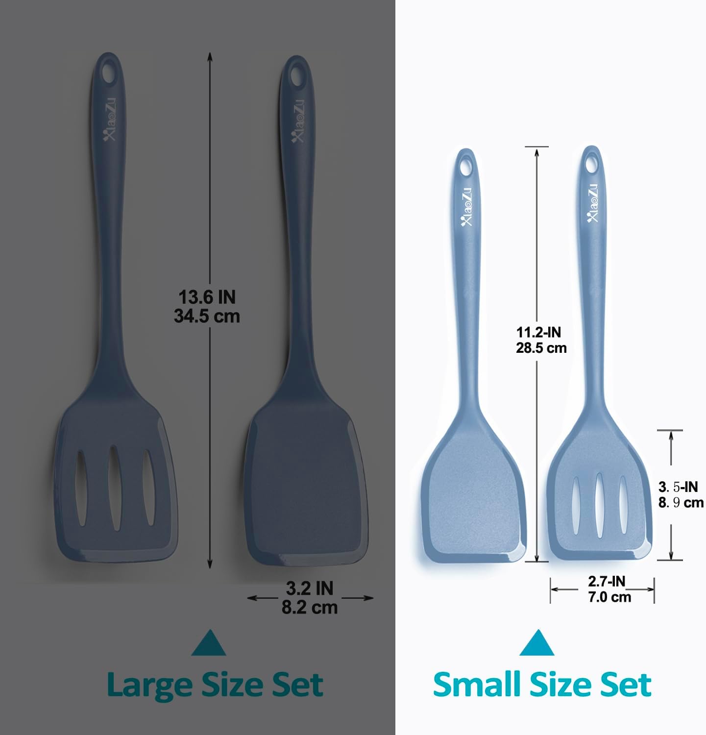 Silicone Spatula Turner Set, High Heat Resistant Spatulas with Seamless One Piece Design, Nonstick Rubber Flippers Utensils for Baking & Cooking,BPA-Free, Starry Blue,11IN